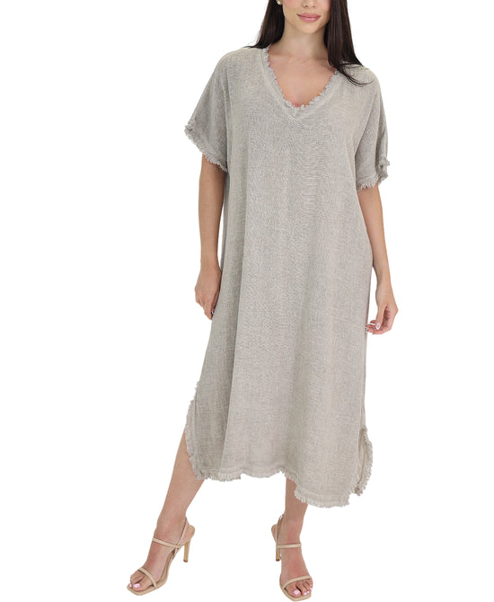 Linen Dress w/ Frayed Edges view 