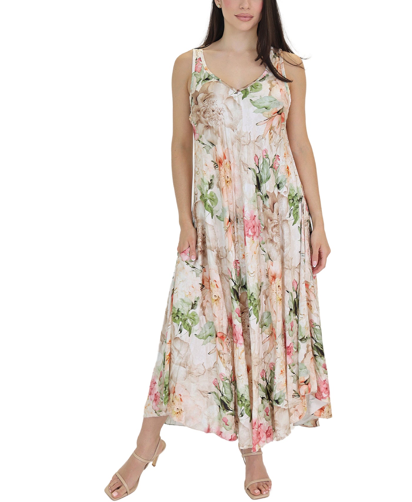 Satin Floral Print Dress view 1