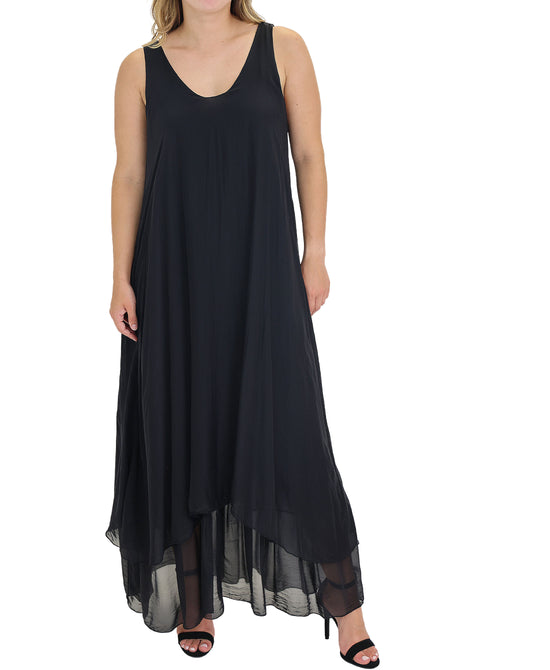 Silk Hi-Lo Midi Dress view 