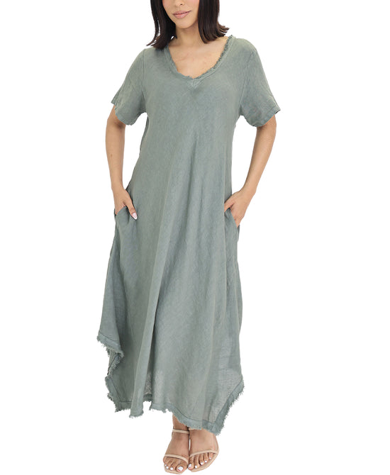 Linen Maxi Dress w/ Raw Edge view 