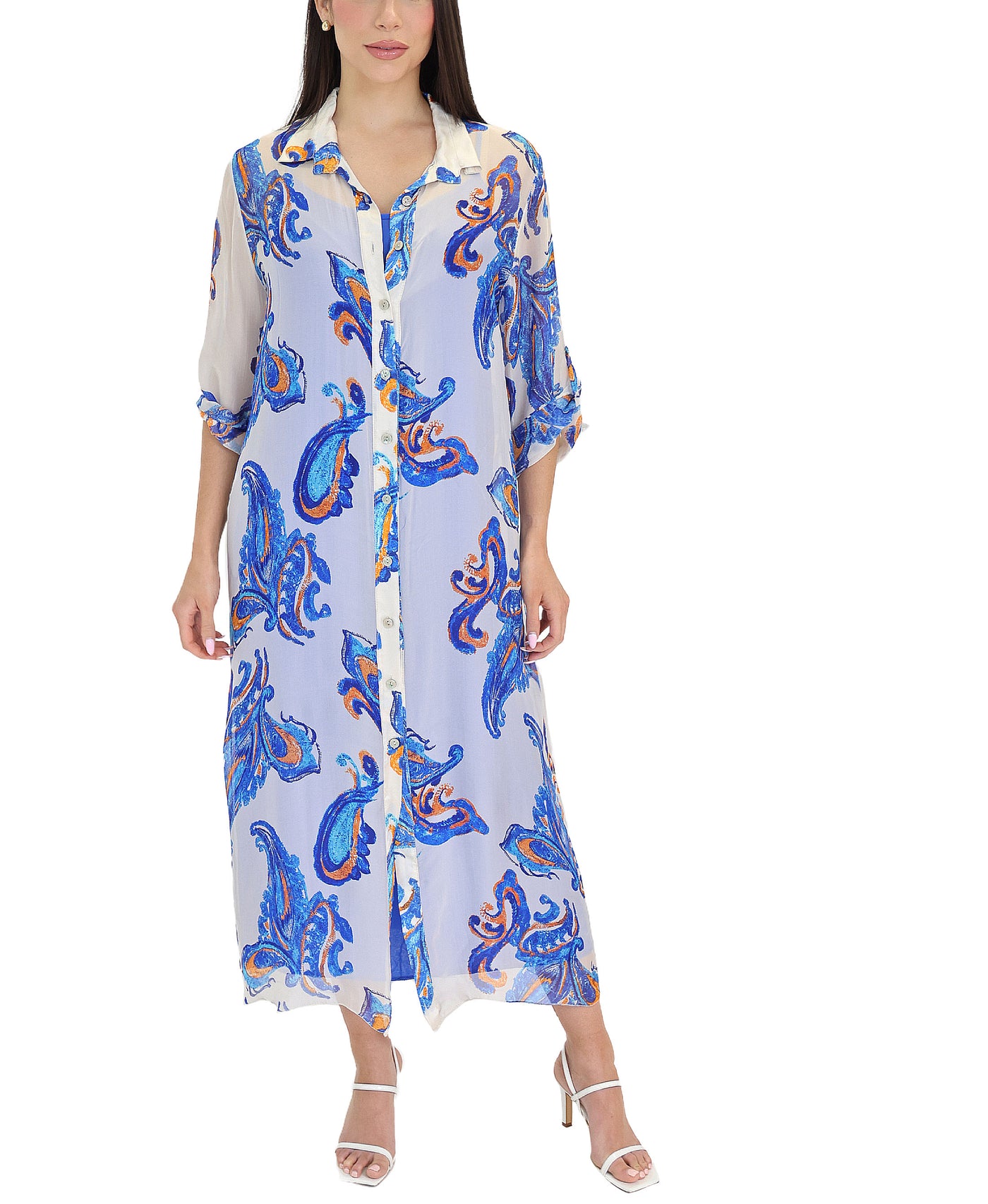 Silk Paisley Print Maxi Dress view 1