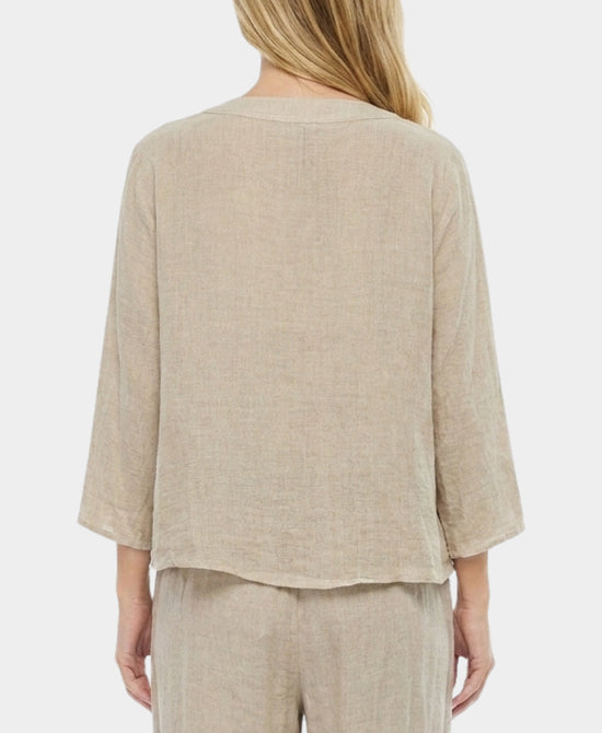 
Linen & Cotton Washed Top w/ Ruffles in BEIGE view 2