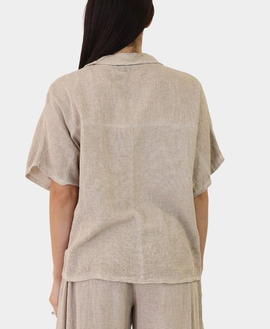 Linen & Cotton Collared Top view 