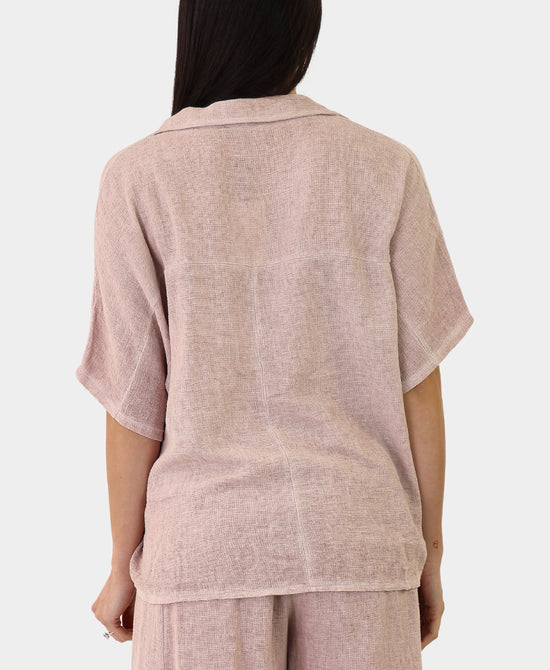 Linen & Cotton Collared Top view 