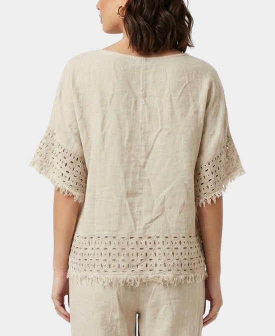 
Linen Top w/ Cut-Out Detail in BEIGE view 2