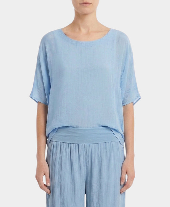 
Silk Tiered Top in SKY BLUE view 1