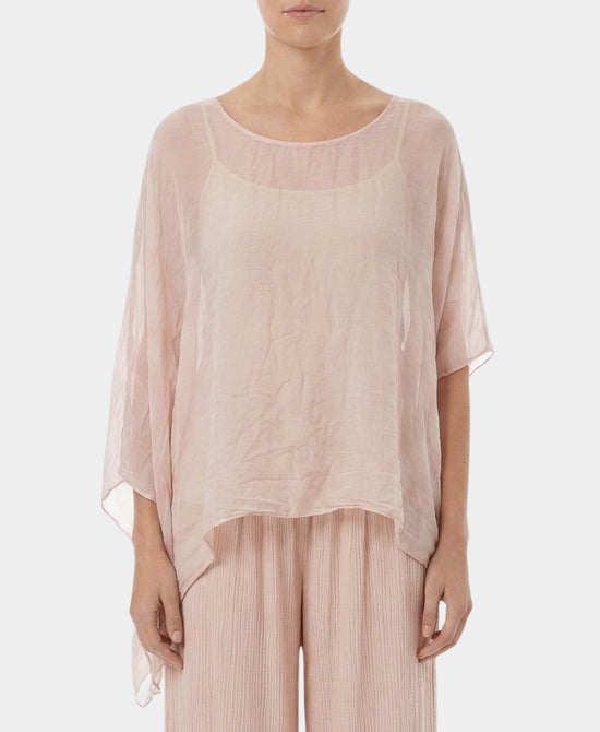 
Asymmetrical Silk Top in LIGHT PINK view 1