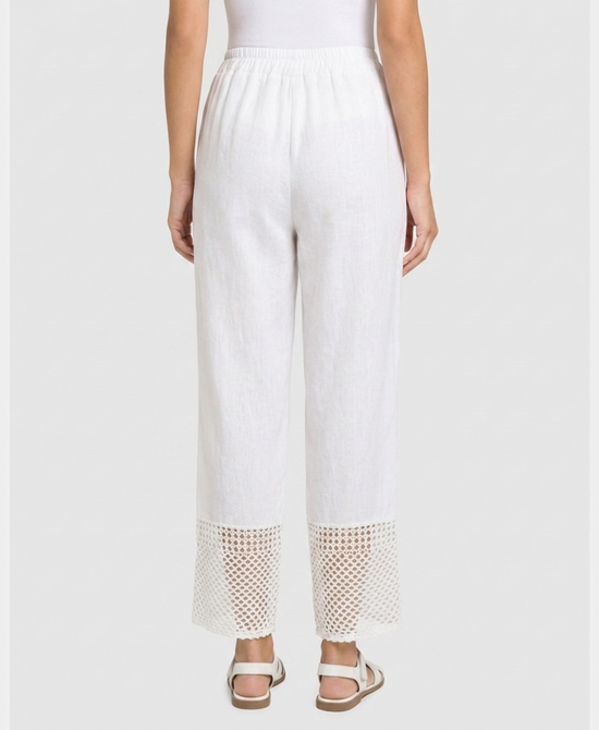 
Linen & Cotton Pants w/ Crochet Hem in WHITE view 2