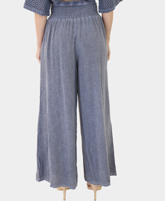Linen & Cotton Smocked Waist Pants view 