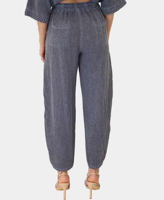 Linen & Cotton Pants w/ Crochet Trim view 