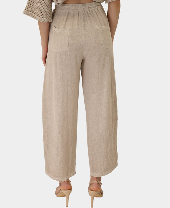 Linen & Cotton Pants w/ Crochet Trim view 