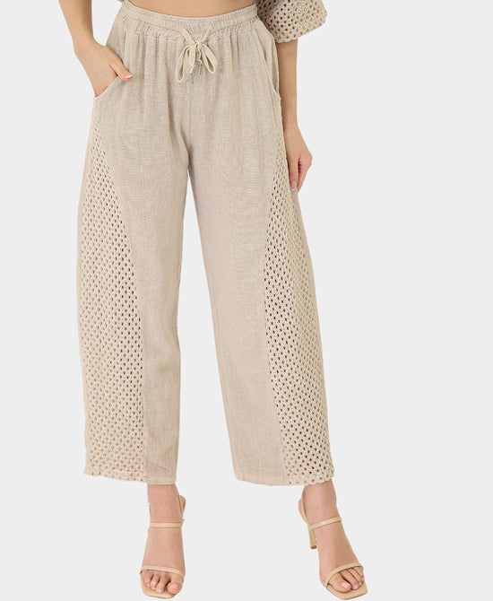 Linen & Cotton Pants w/ Crochet Trim view 