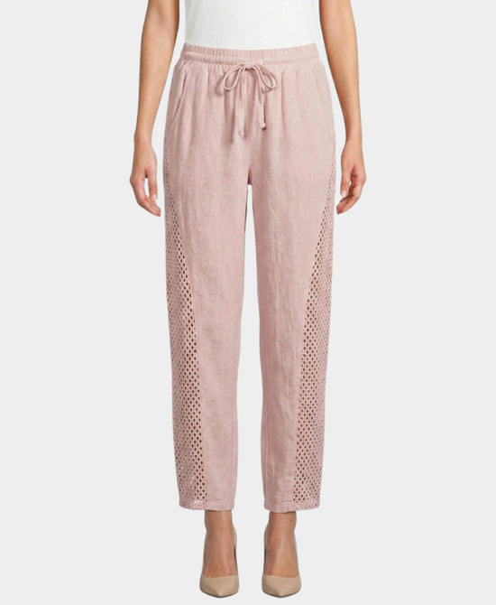 Linen & Cotton Pants w/ Crochet Trim view 1