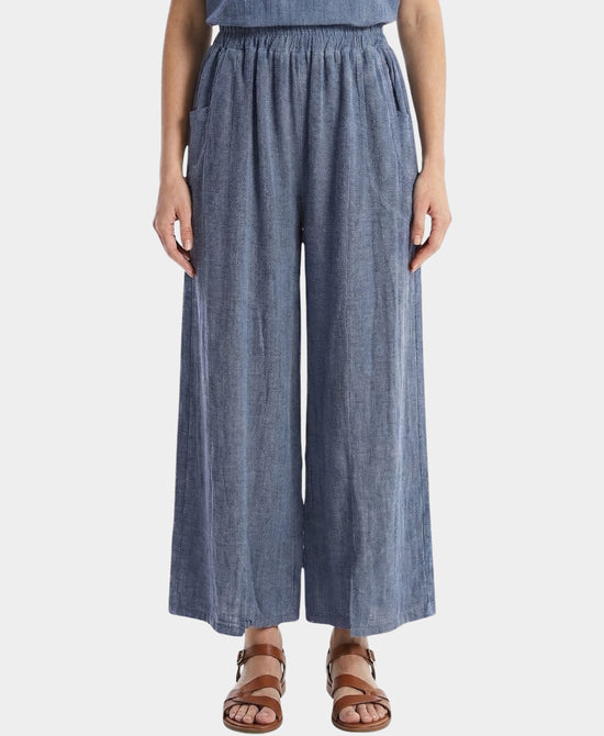 
Linen & Cotton Pants w/ Slit in NAVY view 1