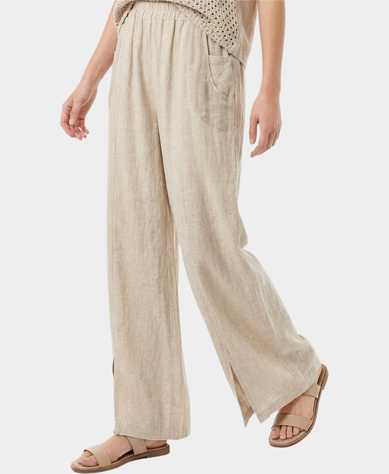 
Linen & Cotton Pants w/ Slit in BEIGE view 1