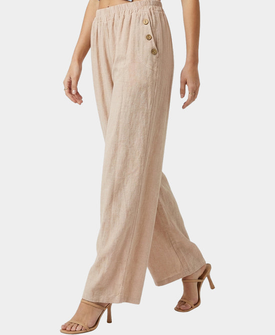 
Linen & Cotton Pants w/ Button Details in PINK view 1