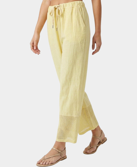 
Linen & Cotton Pants w/ Mesh Hem in YELLOW view 1