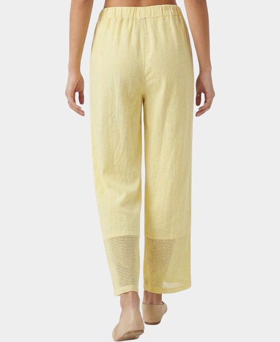 
Linen & Cotton Pants w/ Mesh Hem in YELLOW view 2