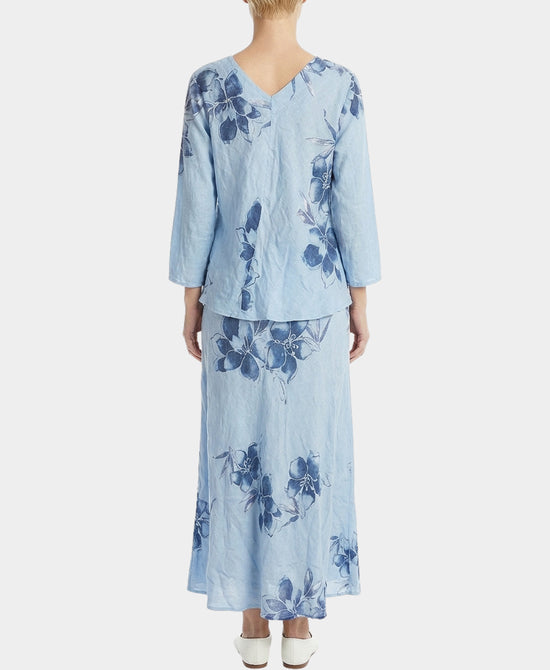 Floral Print Linen Top & Skirt Set- 2 Pc Set view 2