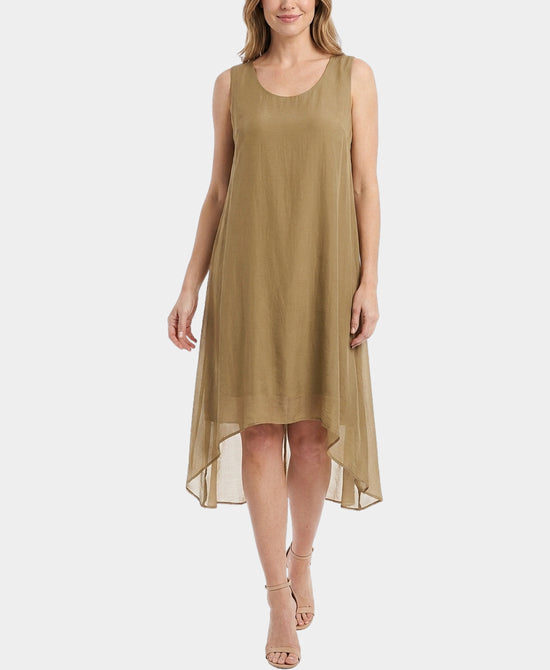 
Silk Tiered Midi Dress in CAMEL view 1