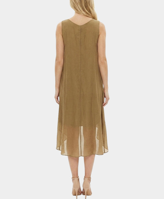 
Silk Tiered Midi Dress in CAMEL view 2