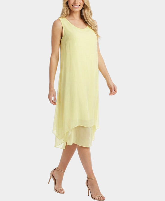 
Silk Tiered Midi Dress in YELLOW view 1