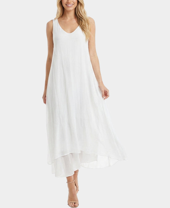 
Silk Tiered Maxi Dress in WHITE view 2