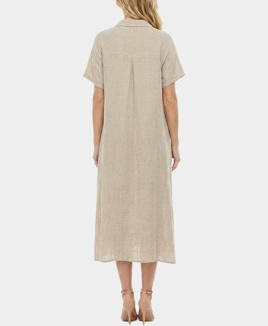 
Linen Shirt Dress in BEIGE view 2