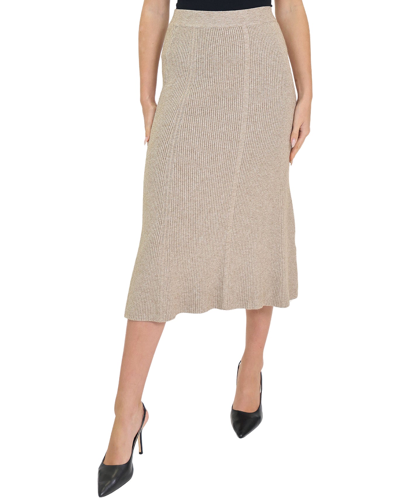 Knit Ribbed Midi Skirt