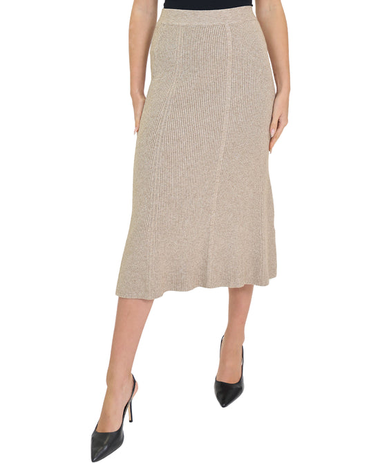 Knit Ribbed Midi Skirt view 