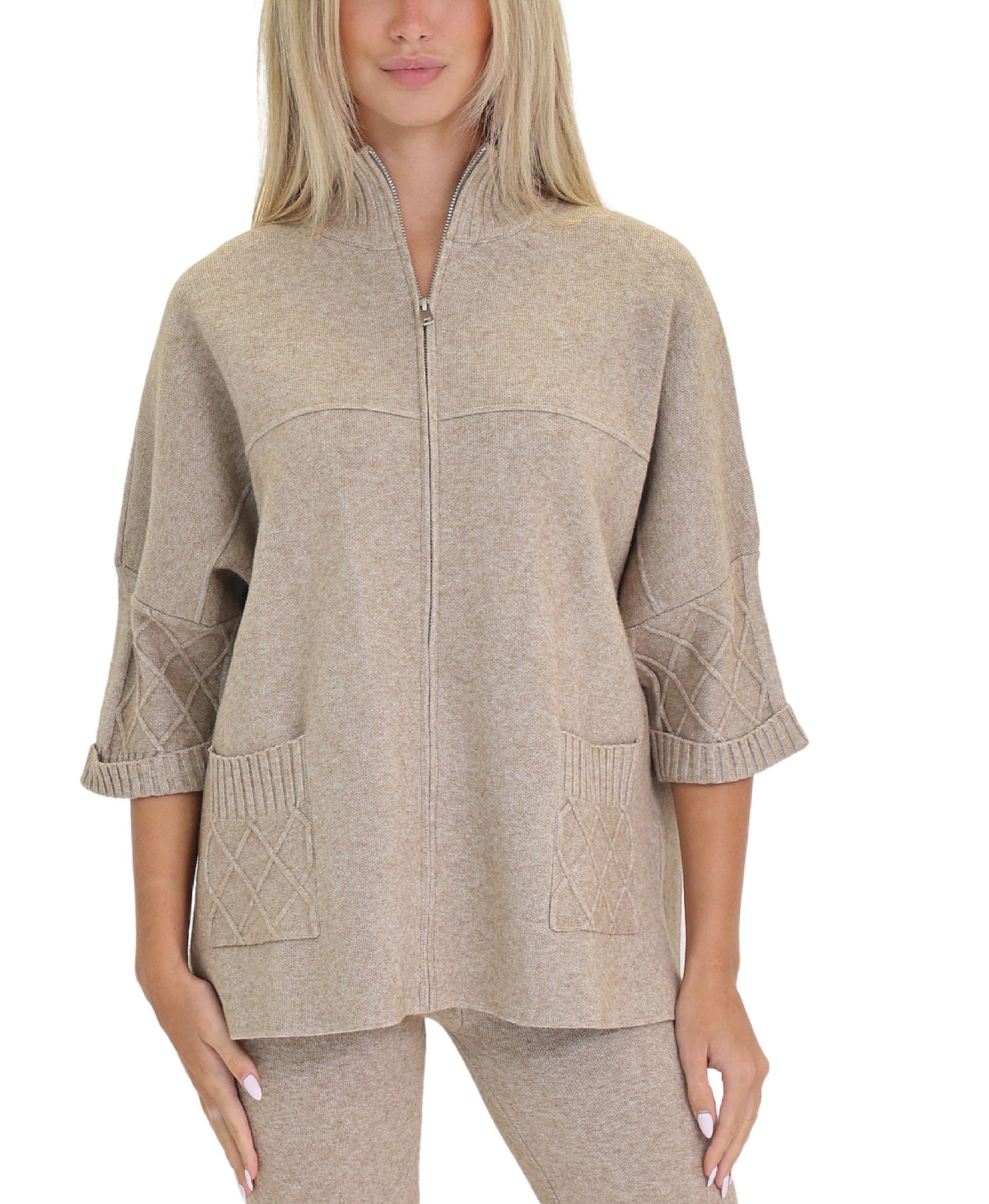 Knit Zip Up Cardigan view 1