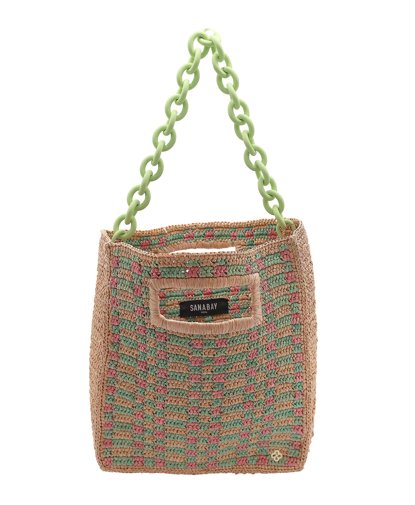 Two Tone Straw Handbag view 1