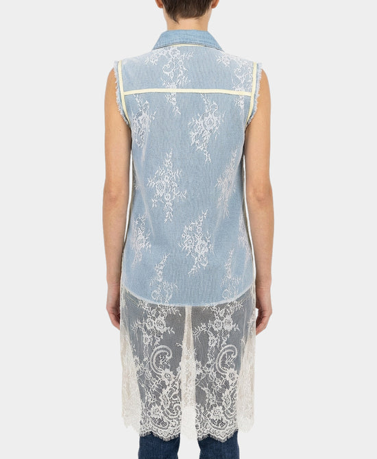 Denim Vest w/ Lace Overlay view 2