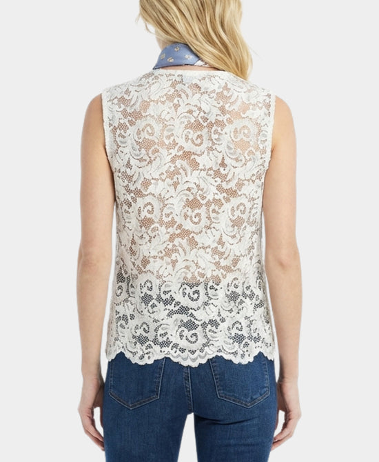 Denim Vest w/ Lace Trim view 2