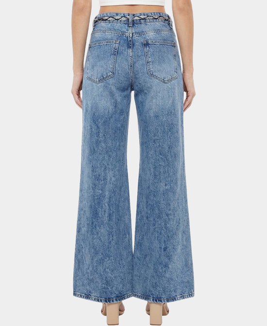 Shredded Jeans w/ Braided Scarf Belt view 2