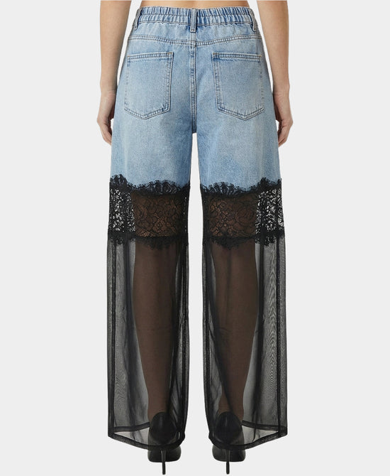 Jeans w/ Lace & Mesh Trim view 2