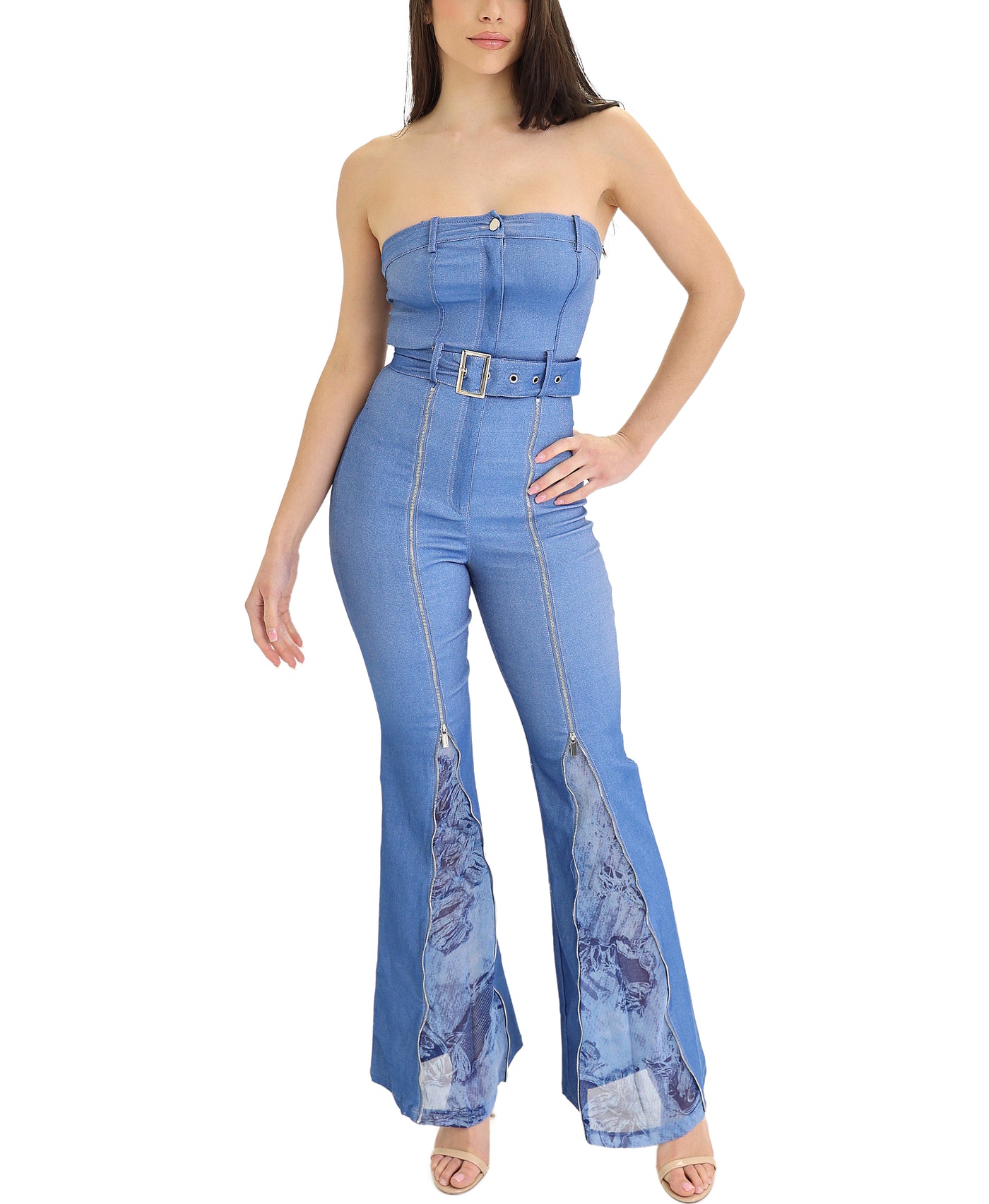 Strapless Jumpsuit w/ Zippers view 1