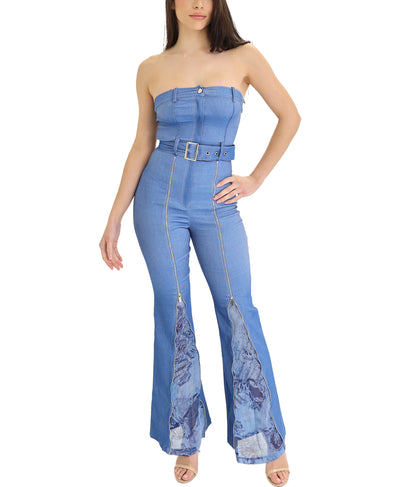 Strapless Jumpsuit w/ Zippers image 1