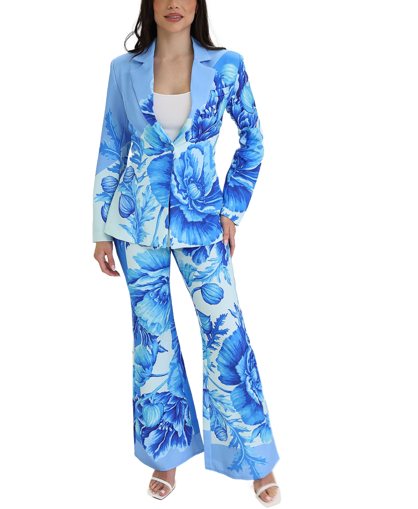 Floral Print Blazer & Pants - 2 Pc Set view 1