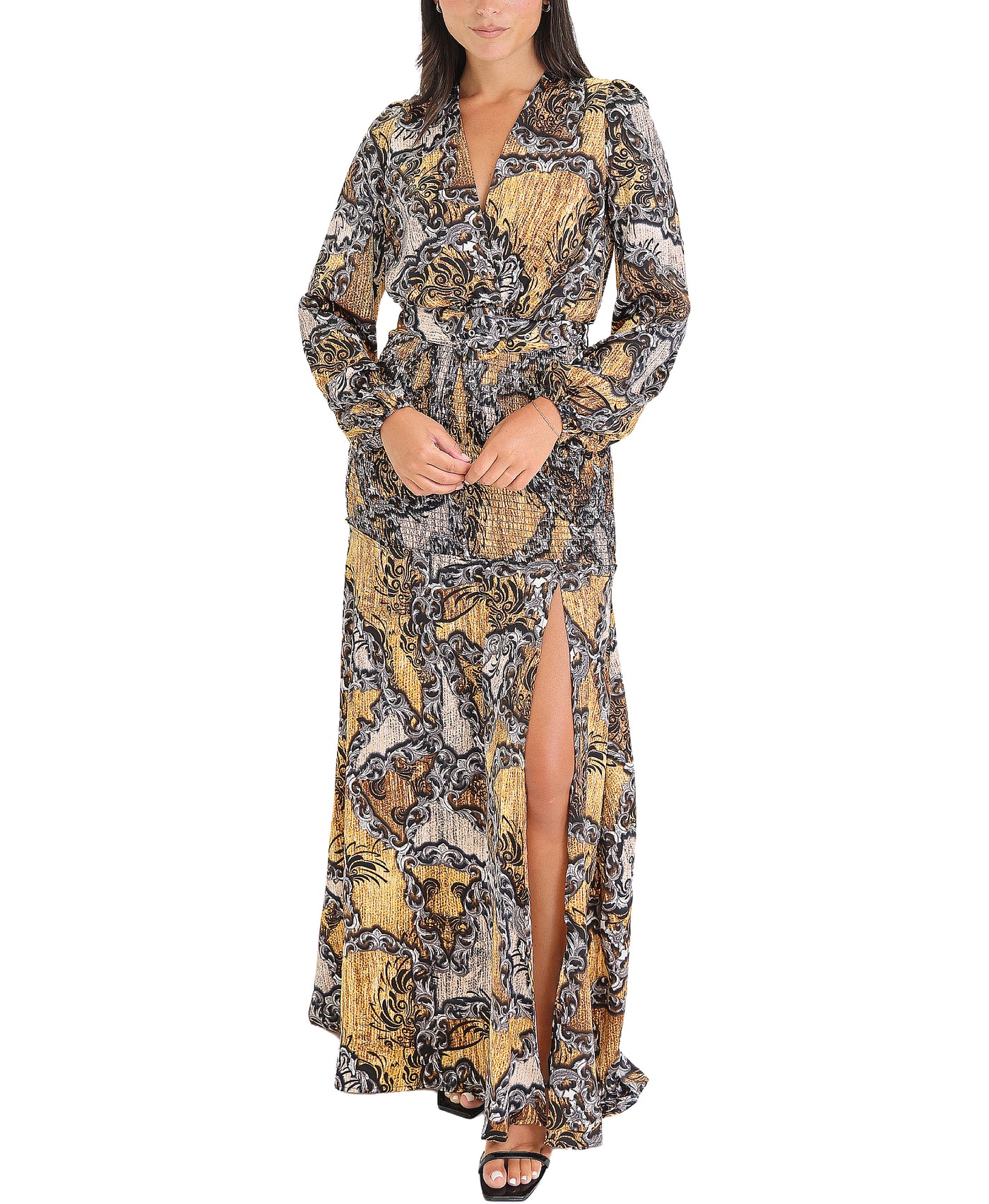 Surplice Maxi Dress w/ Smocking view 1