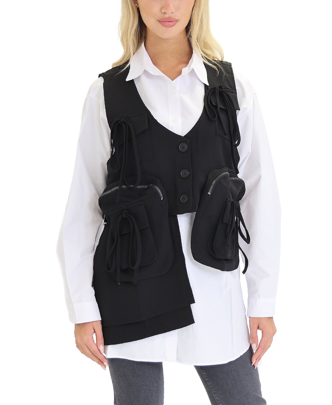 Cargo Vest & Blouse Set- 2 Pc Set view 1