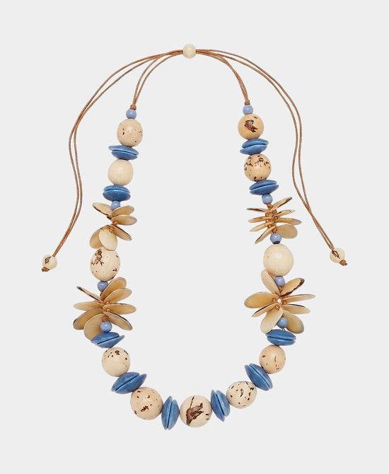 
Statement Beaded Necklace in BLUE/BEIGE view 2