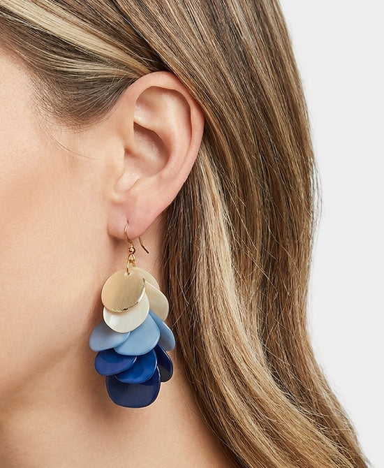 
Petal Drop Earrings in BLUE/BEIGE view 1