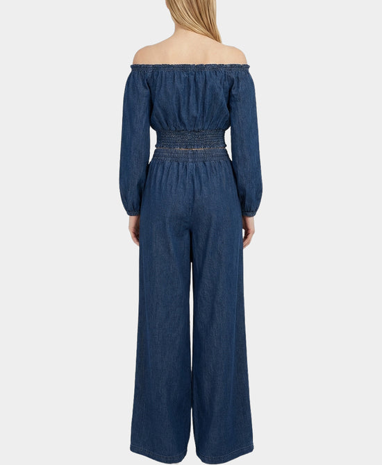 Denim Off Shoulder Top & Pants - 2 Pc Set view 2