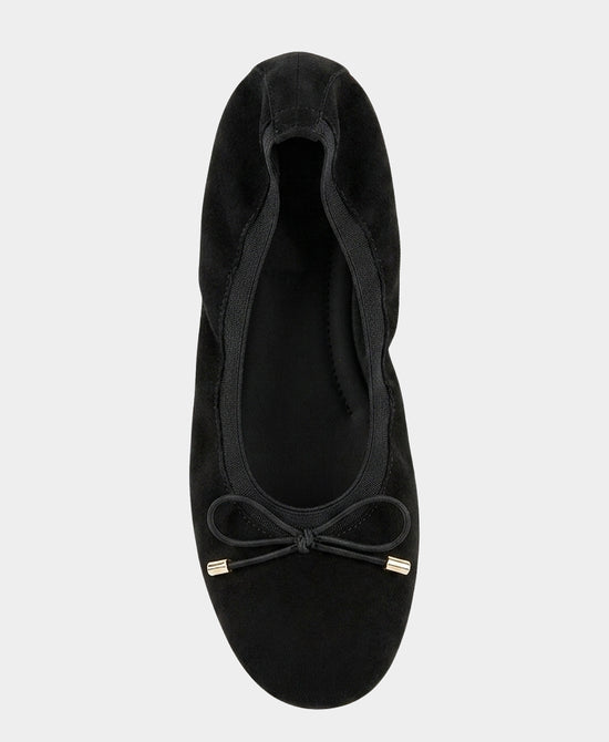 
Suede Cinched Ballet Flat w/ Bow in BLACK view 2