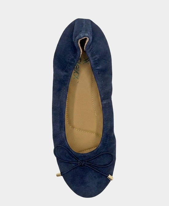 
Suede Cinched Ballet Flat w/ Bow in NAVY view 2