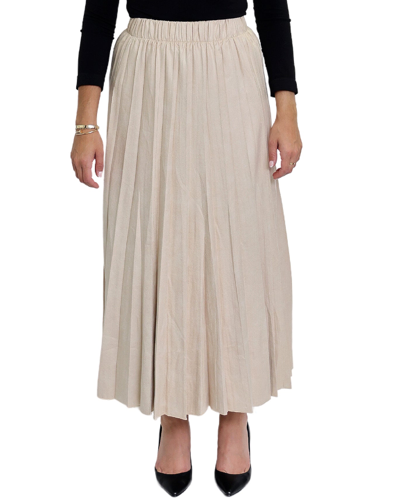 Pleated Faux Suede Pebbled Skirt image 1