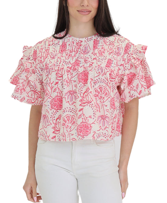Floral Print Eyelet Blouse view 