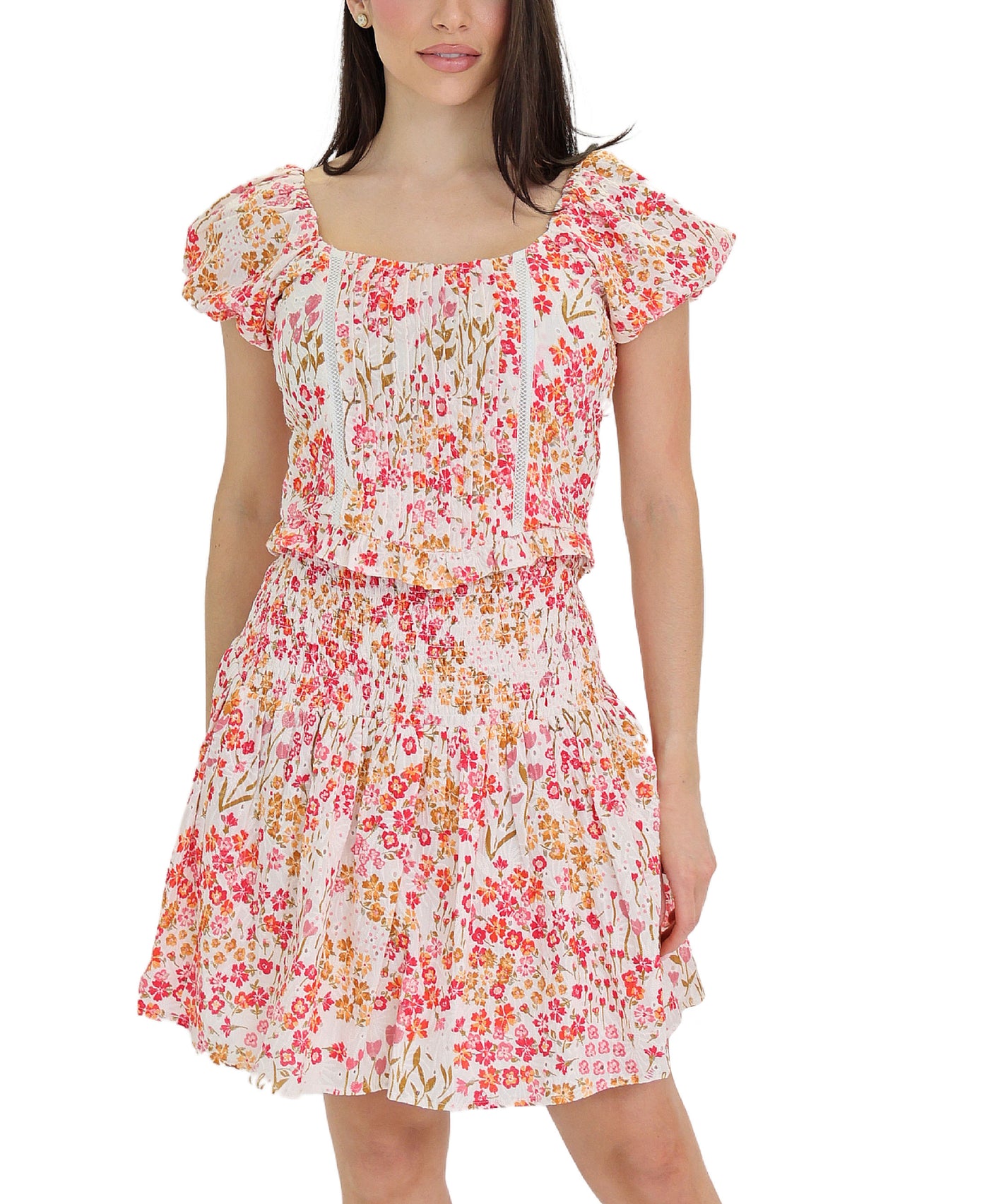 Floral Print Eyelet Skirt view 2