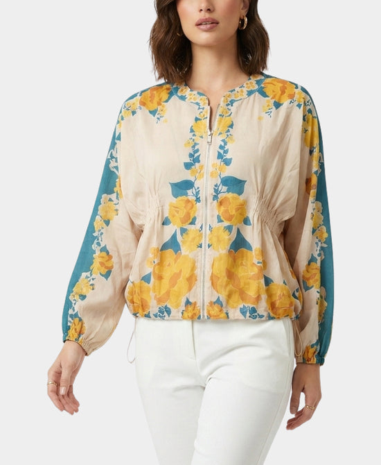 
Floral Print Satin Bomber Jacket in MULTI view 1